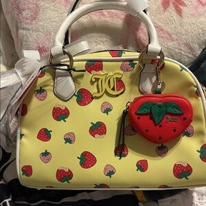 Juicy Couture Yellow Bag with Strawberry Design